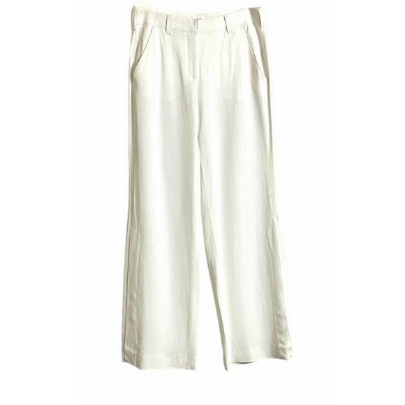 NEW A.L.C. women's miles wide leg split hem high rise pants in white - Picture 1 of 5